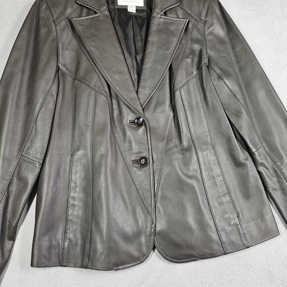Worthington Leather Lambskin Jacket Women's Size Medium Dark Brown Lined Pockets - Picture 3 of 13